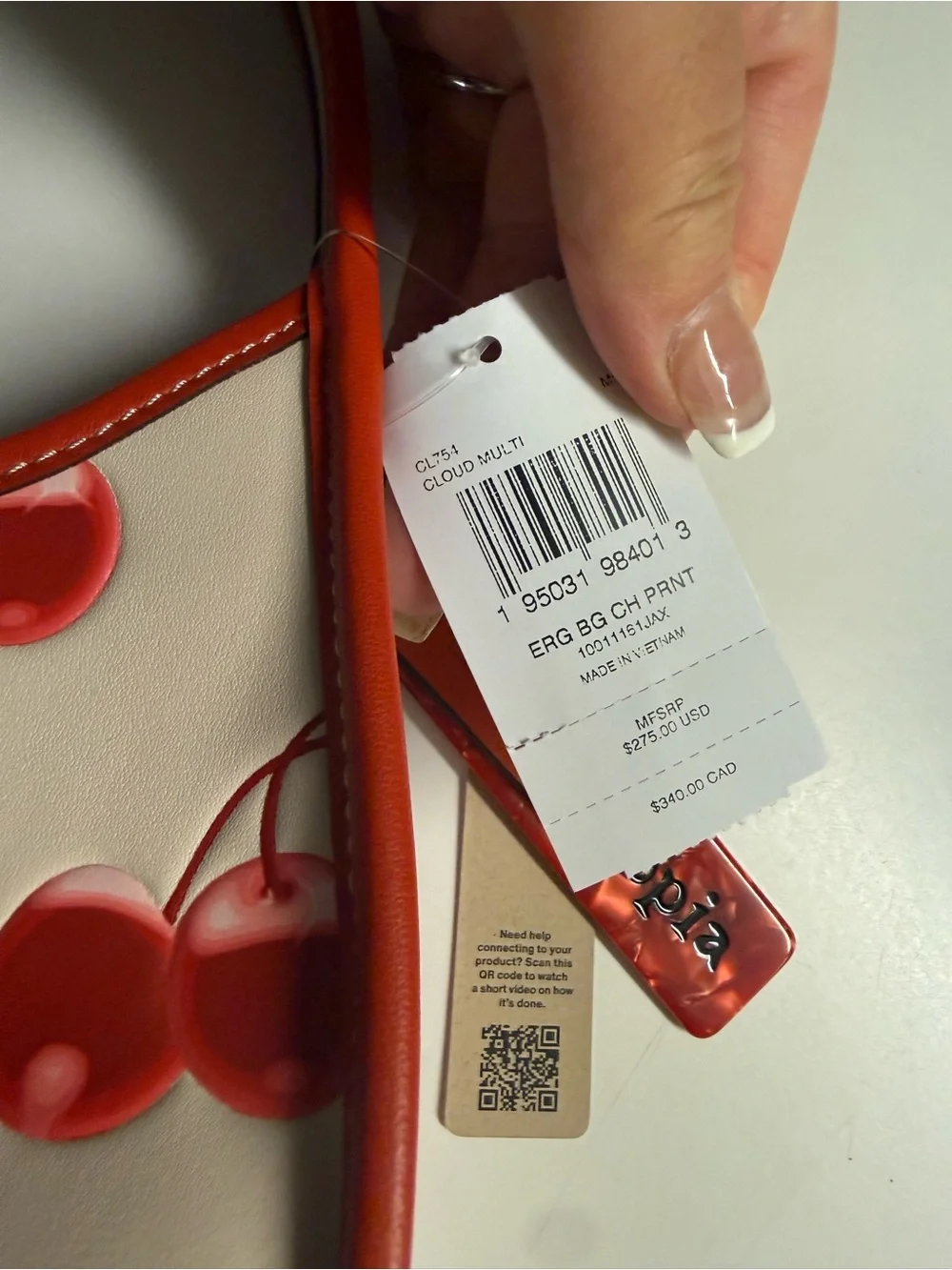 Coach Coachtopia Cherry Print Crossbody Bag Leather CL754 Red & Cream Rare